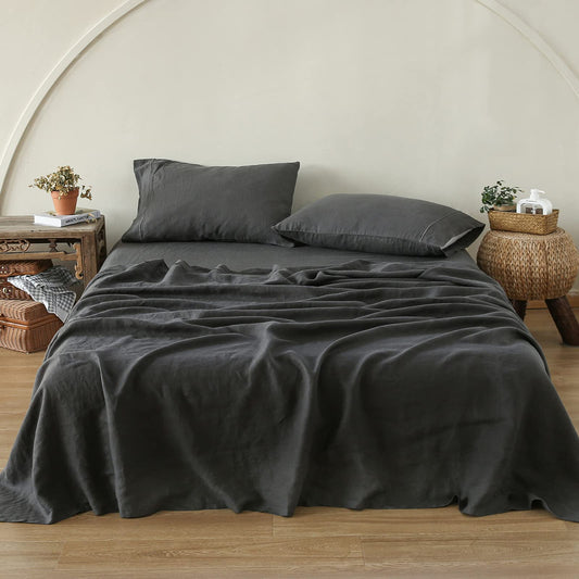 Simple&Opulence Linen Sheet Set 4pcs Embroidery