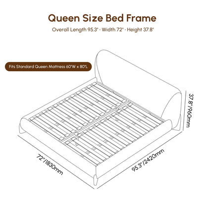 Modern Curved Upholstered Platform Bed Frame
