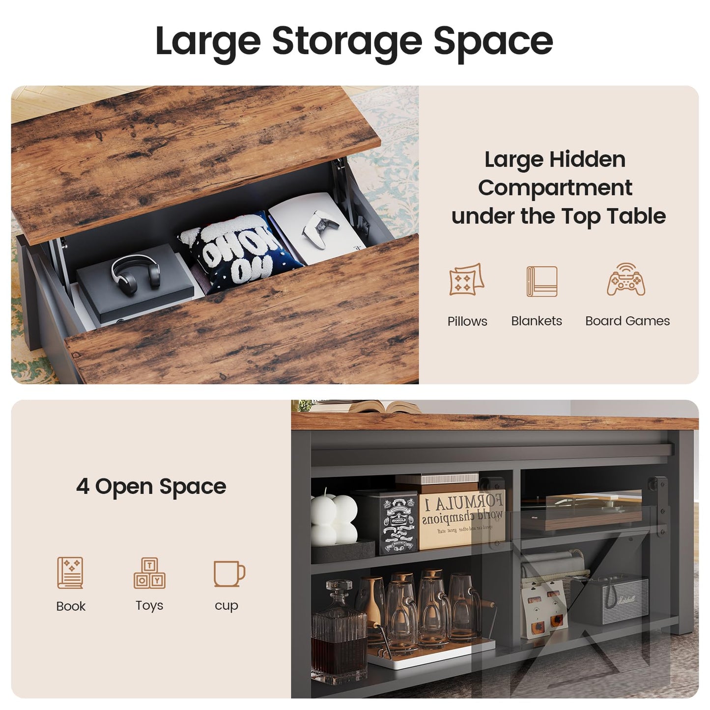 SEDETA Lift Top Coffee Table