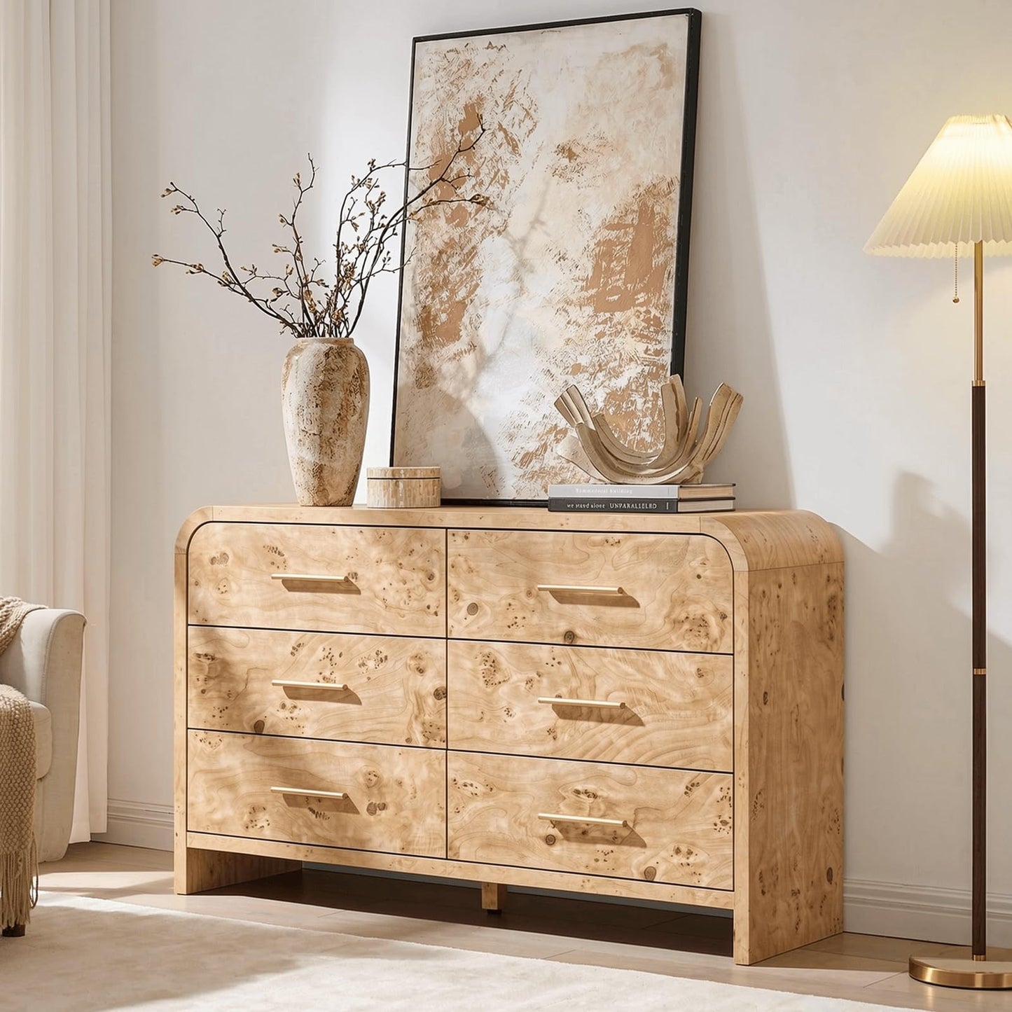 Modern Curved Drawer Dresser TV Stand