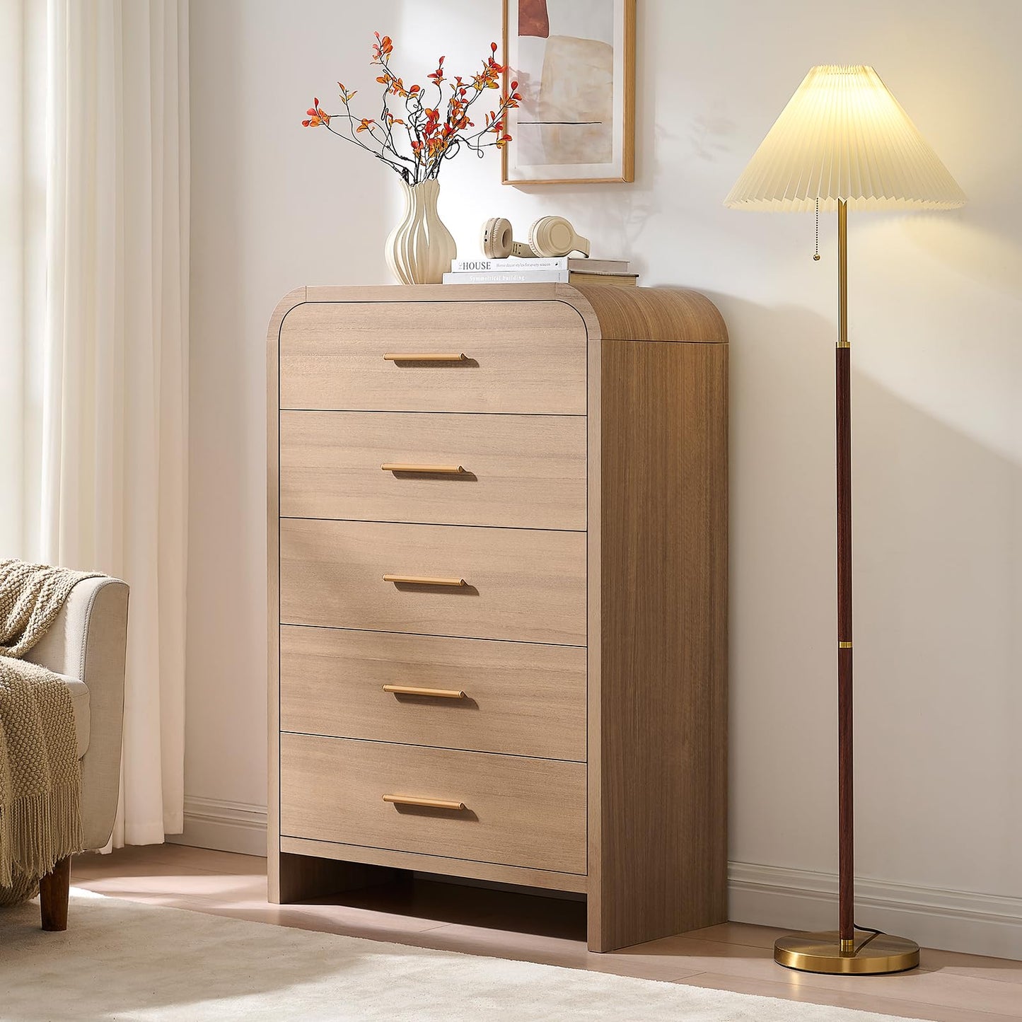 Modern Curved Drawer Dresser TV Stand