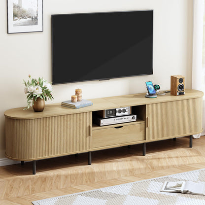 69" TV Stand with Sliding Doors and Storage Drawer