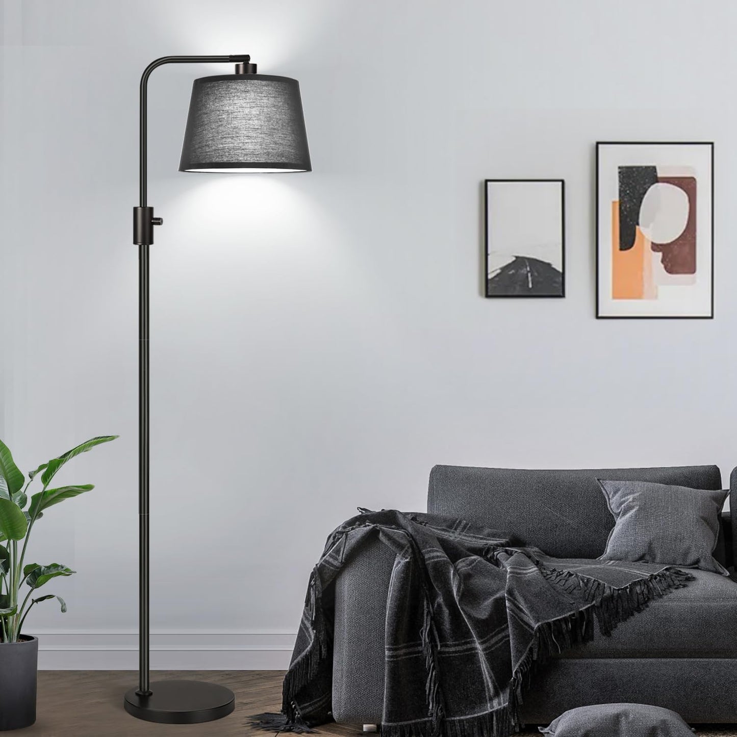 Modern Arc Floor Lamp with Linen Shade