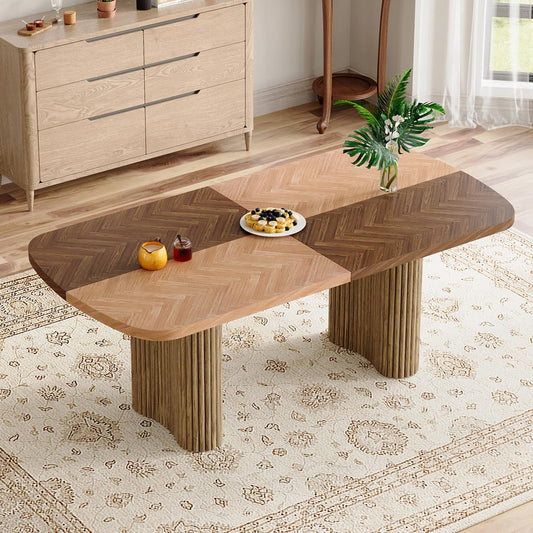 Rejeke Large Mid-Century Modern Dining Room Table Set