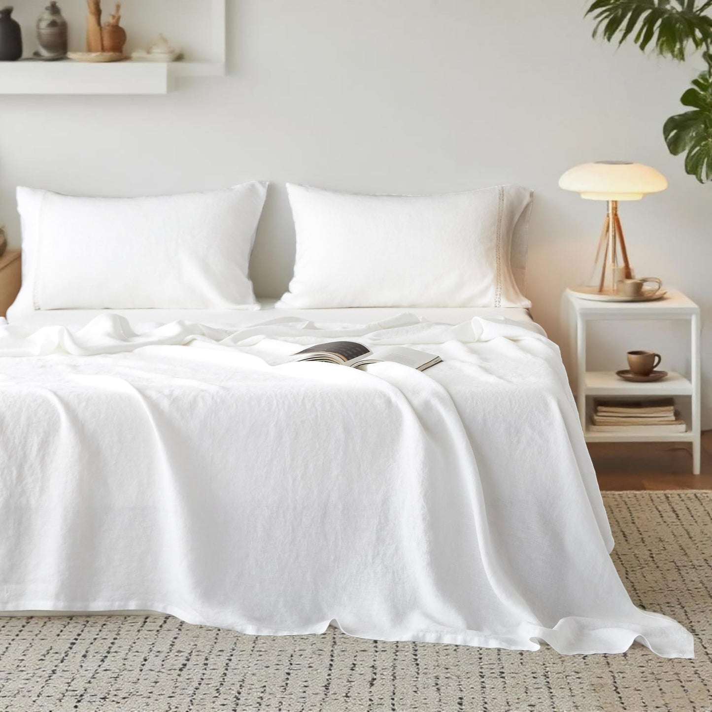Simple&Opulence Linen Sheet Set 4pcs Embroidery