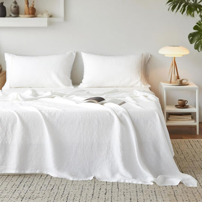 Simple&Opulence Linen Sheet Set 4pcs Embroidery