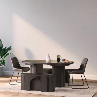 Solid Wood Extendable Round Dining Table Set