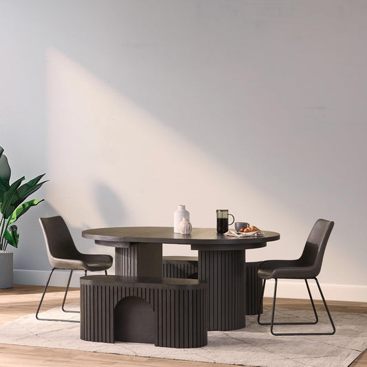 Solid Wood Extendable Round Dining Table Set