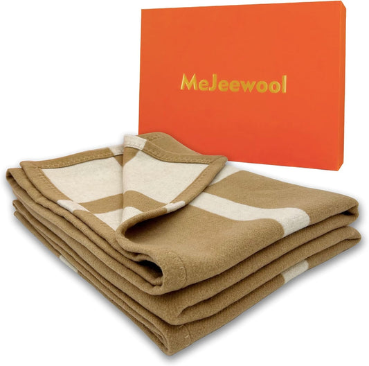 90% Wool Soft Throw Blanket for Couch & Travel