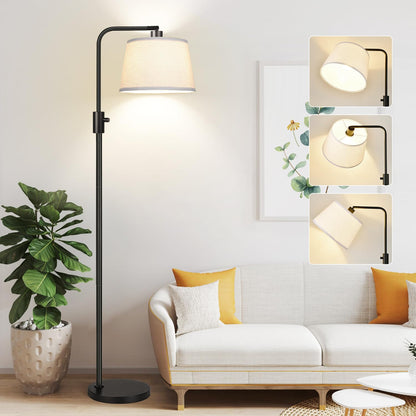Modern Arc Floor Lamp with Linen Shade