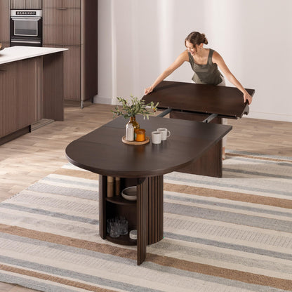 Solid Wood Extendable Round Dining Table Set