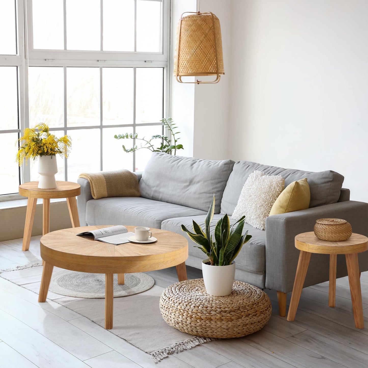 Farmhouse Round Nesting Coffee Table Set of 3