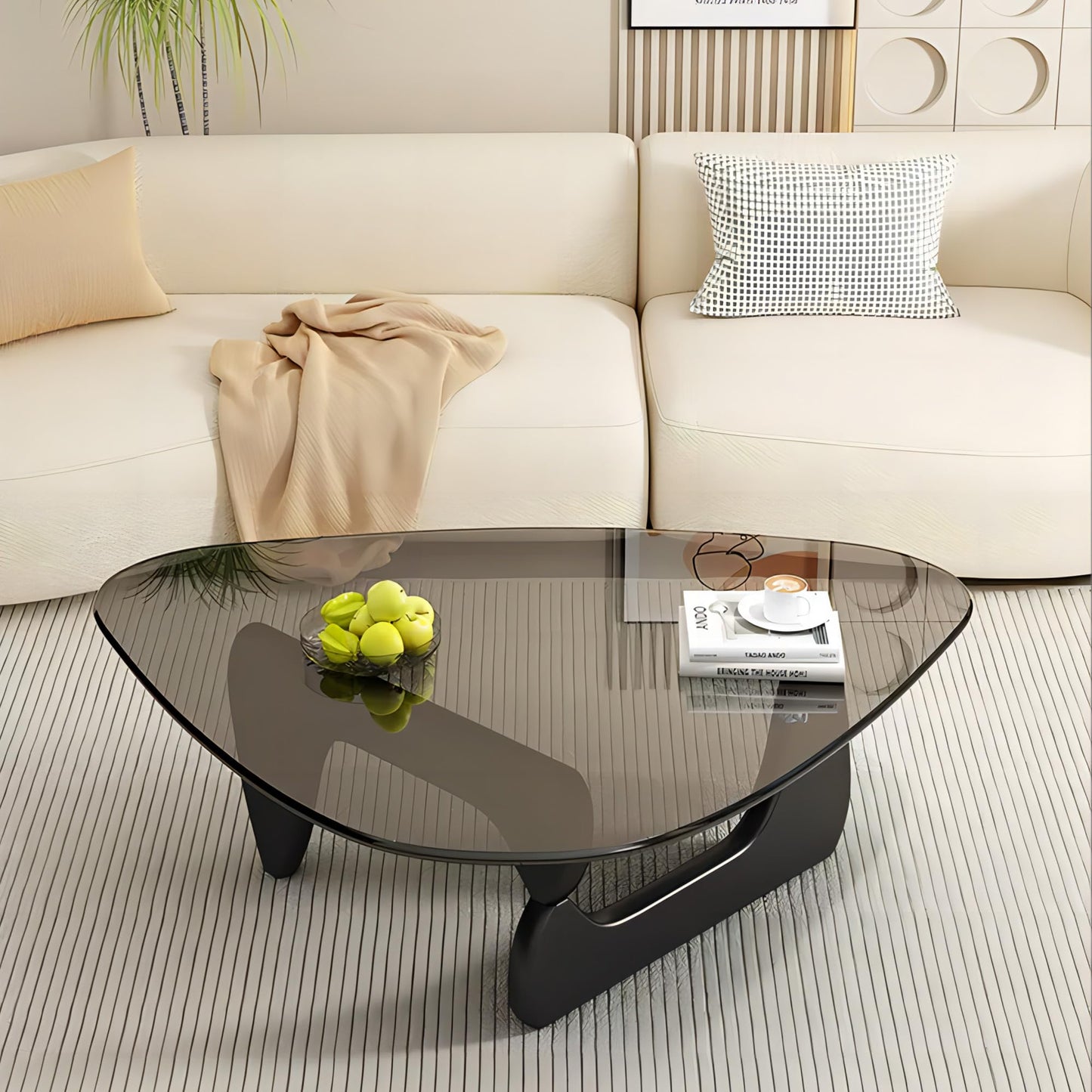 Modern Abstract Glass Coffee Table for Living Room