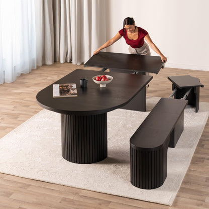 Solid Wood Extendable Round Dining Table Set