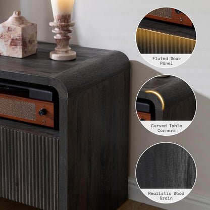 Modern Fluted TV Stand with Storage Cabinets