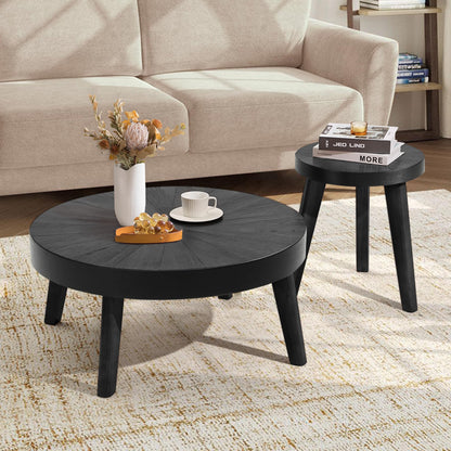 Farmhouse Round Nesting Coffee Table Set of 3
