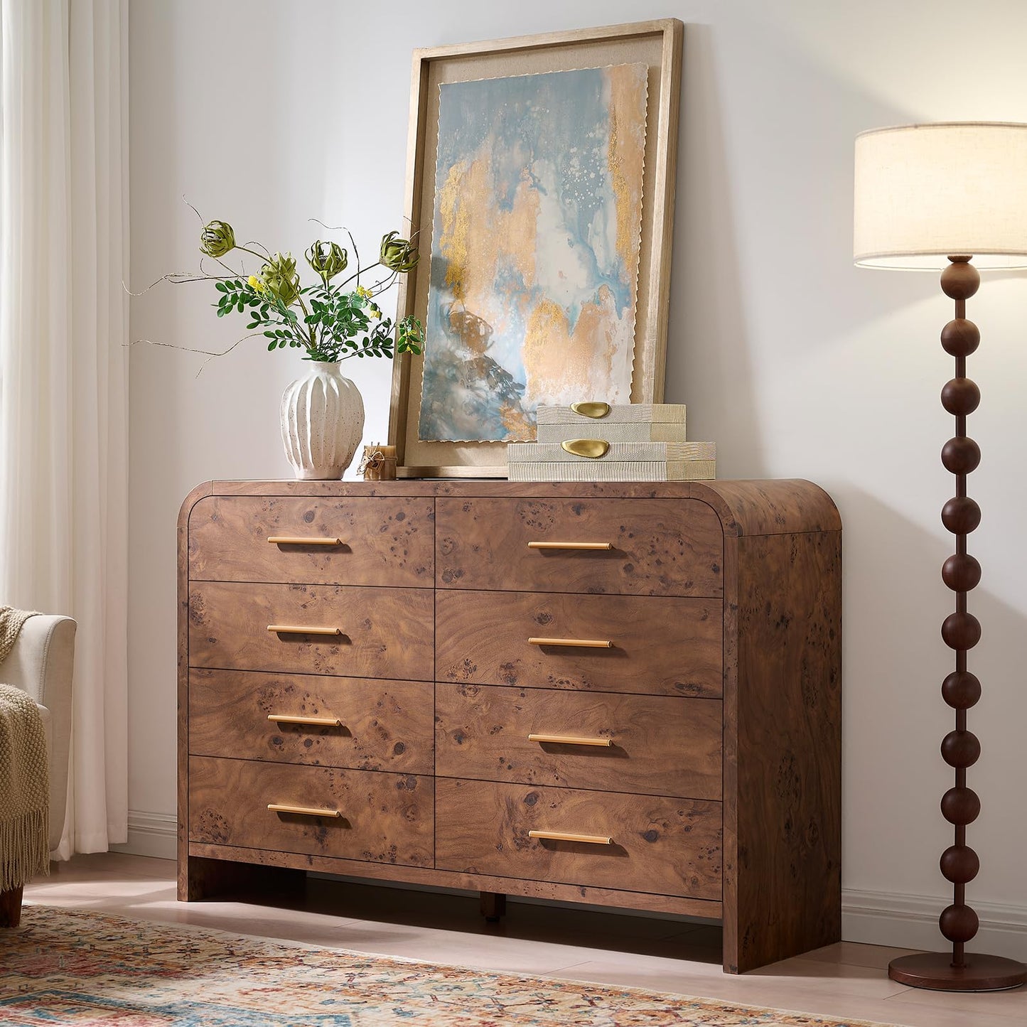 Modern Curved Drawer Dresser TV Stand