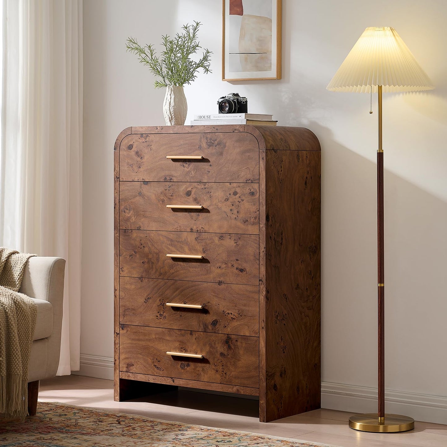Modern Curved Drawer Dresser TV Stand