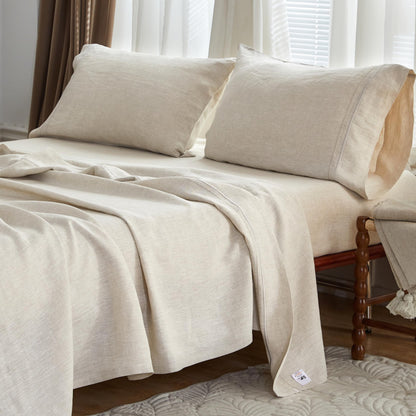 Simple&Opulence Linen Sheet Set 4pcs Embroidery