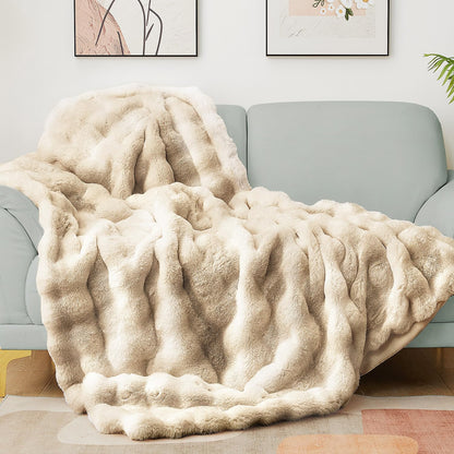 Luxury Faux Fur Bubble Throw Blanket