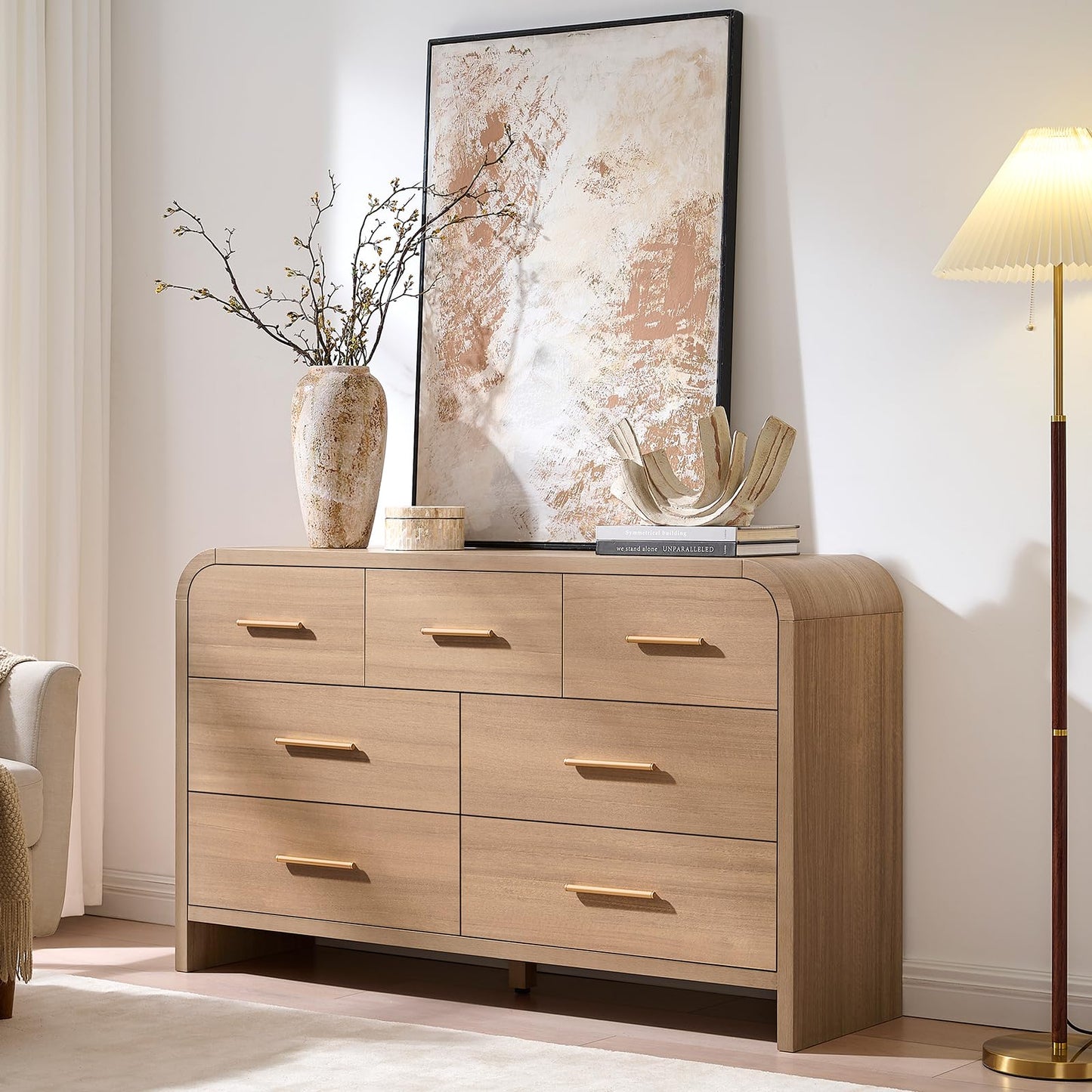 Modern Curved Drawer Dresser TV Stand