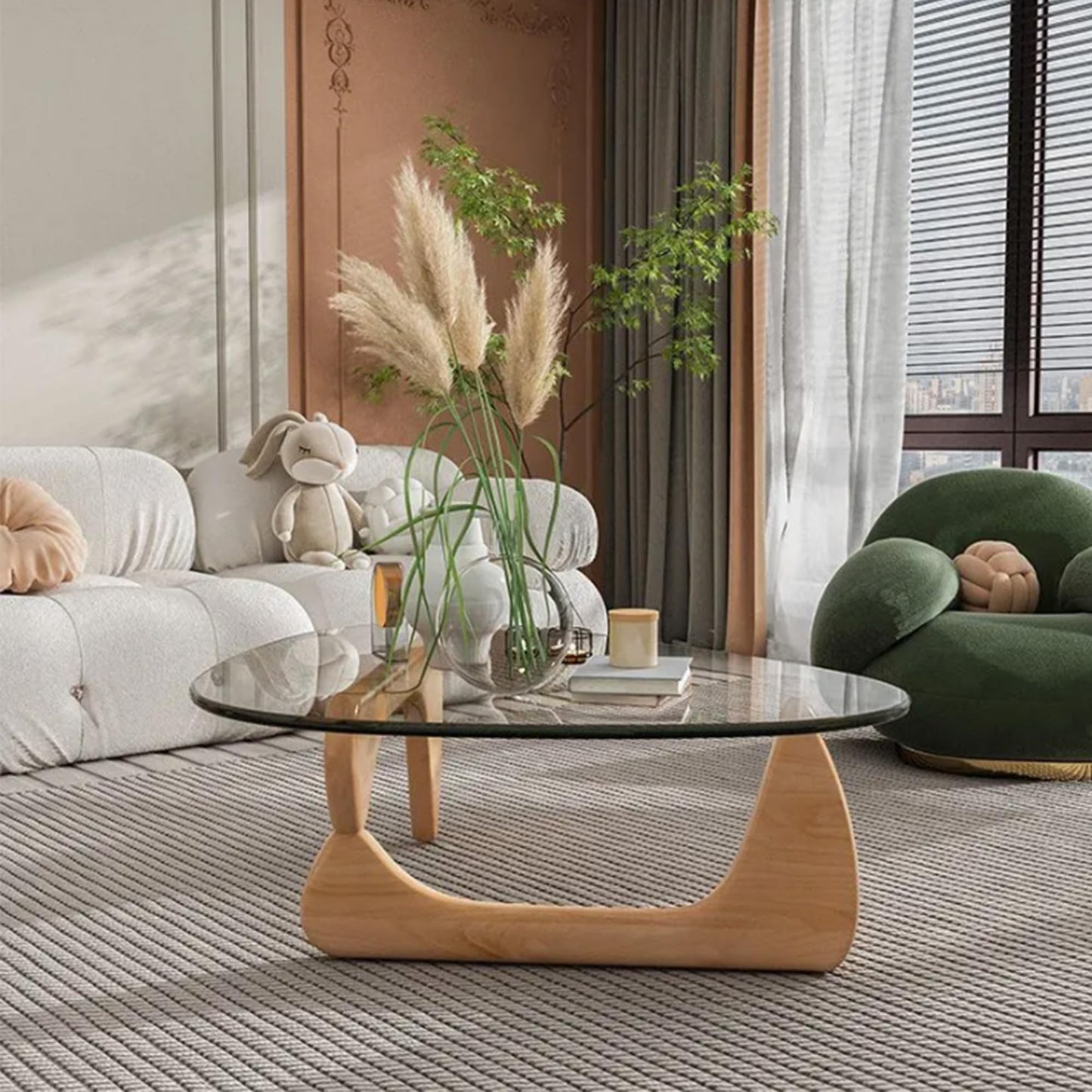 Modern Abstract Glass Coffee Table for Living Room