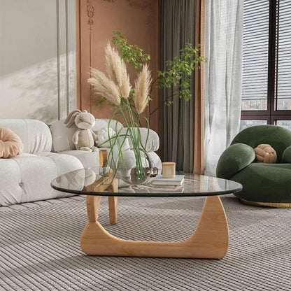 Modern Abstract Glass Coffee Table for Living Room
