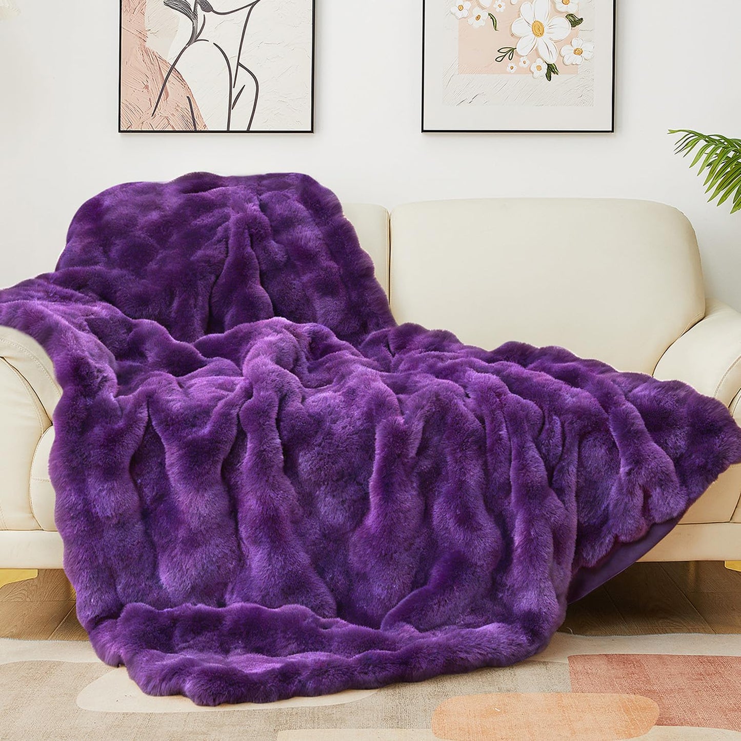 Luxury Faux Fur Bubble Throw Blanket