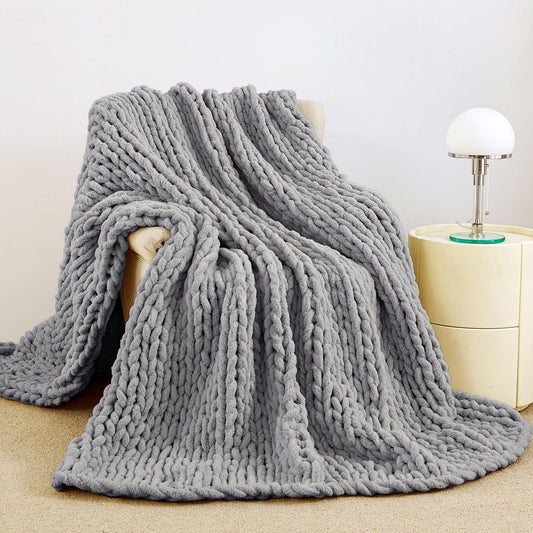 Chunky Chenille Knit Throw Blanket