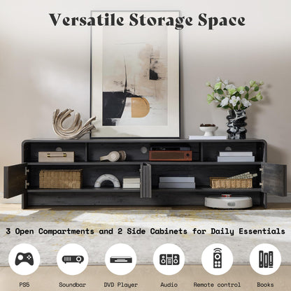 Modern Fluted TV Stand with Storage Cabinets