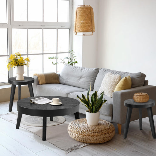 Farmhouse Round Nesting Coffee Table Set of 3