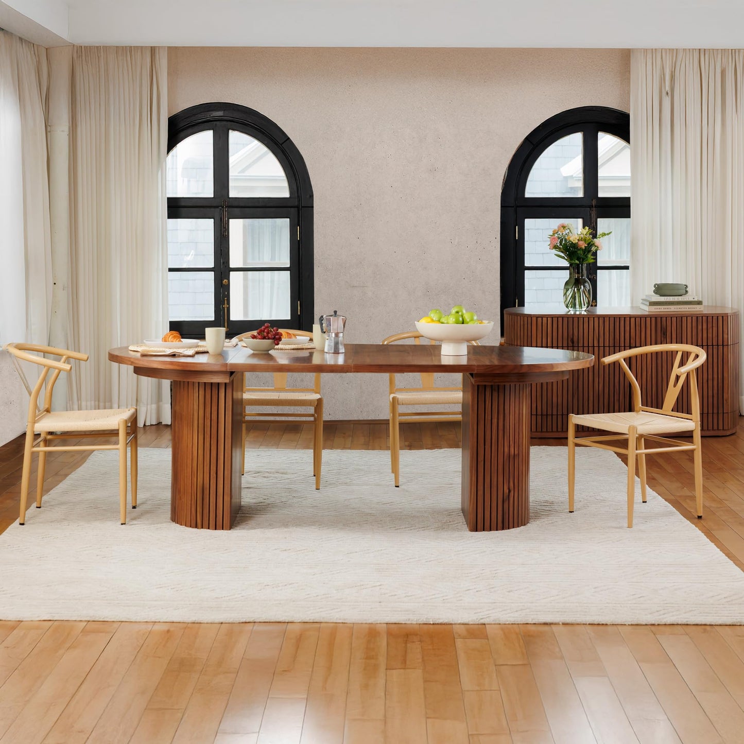 Solid Wood Extendable Round Dining Table Set