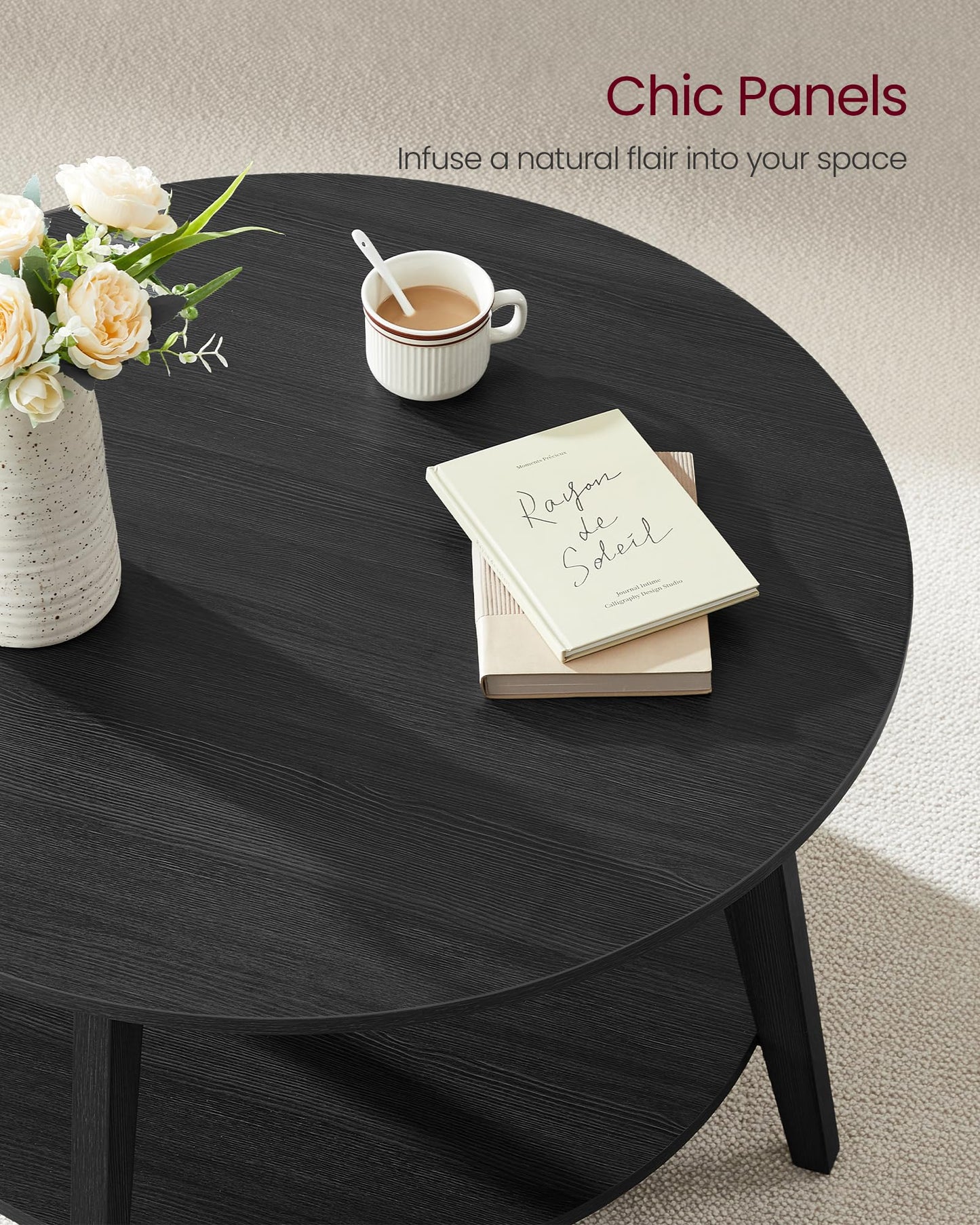 VASAGLE Round Coffee Table, for Living Room