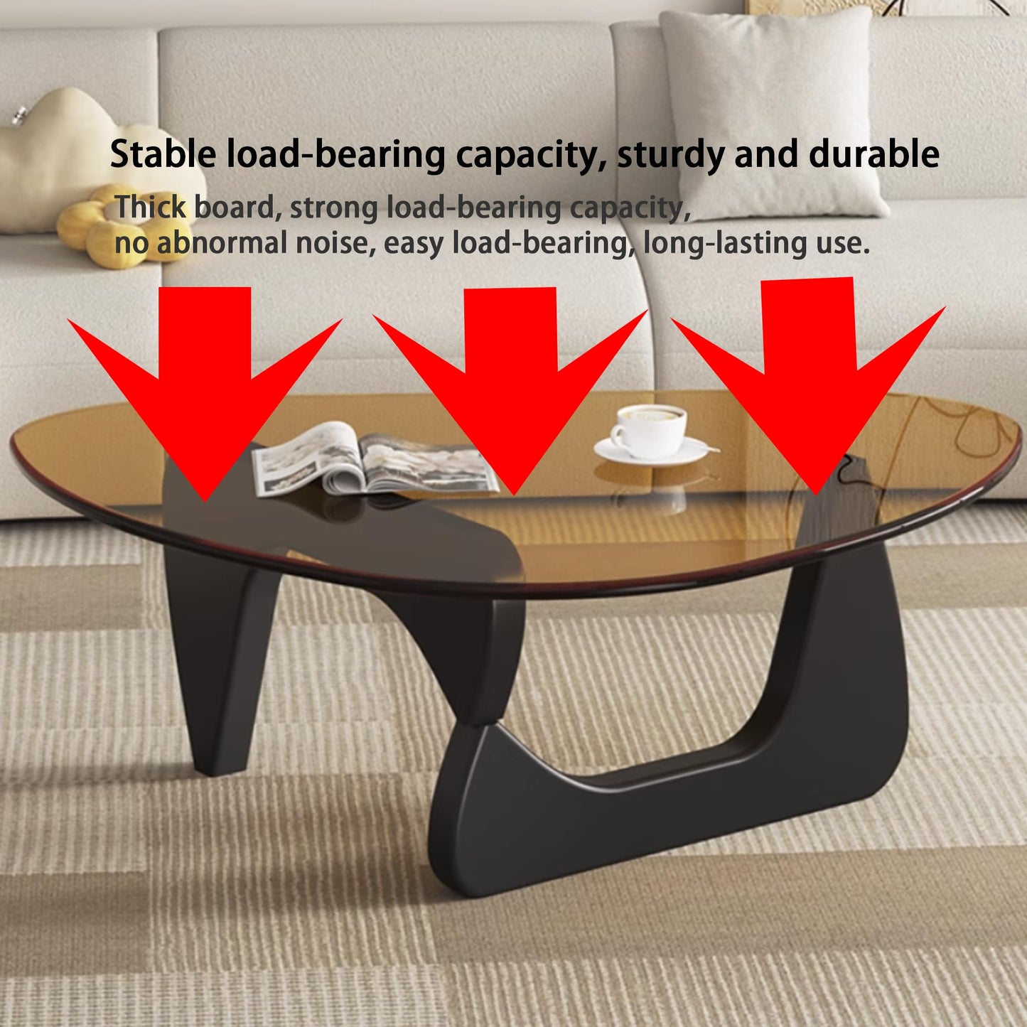 Modern Abstract Glass Coffee Table for Living Room