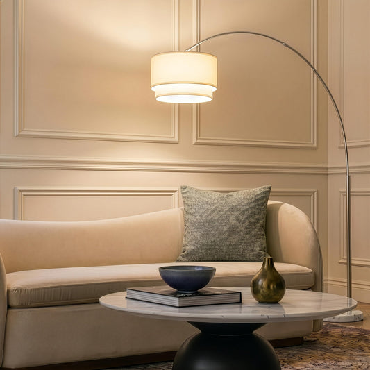 Modern Arc Floor Lamp with Marble Base