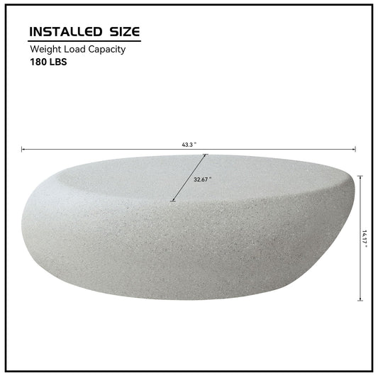43" Irregular Faux Stone Oval Coffee Table