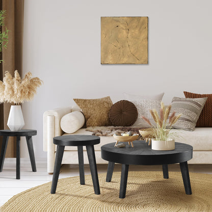 Farmhouse Round Nesting Coffee Table Set of 3