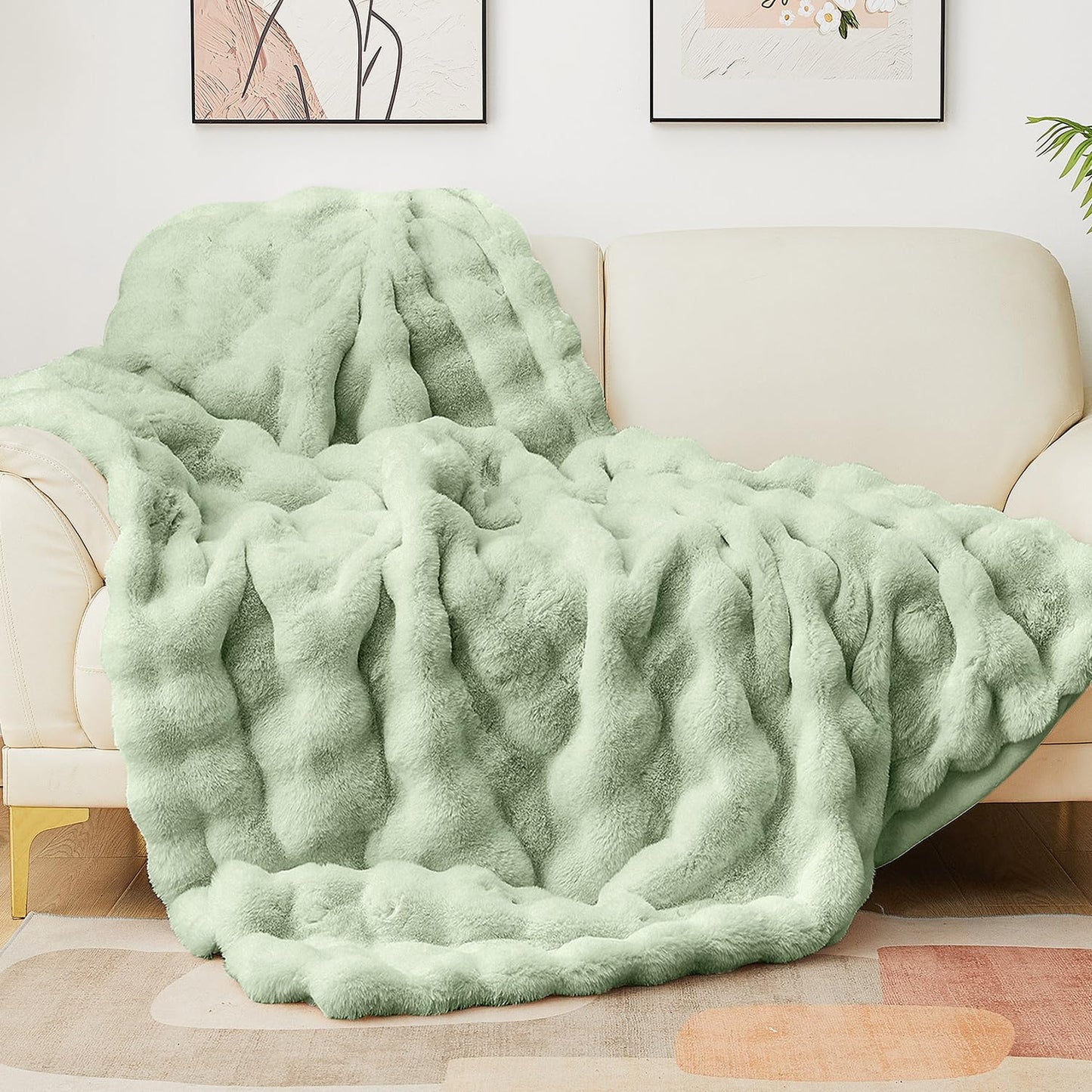 Luxury Faux Fur Bubble Throw Blanket