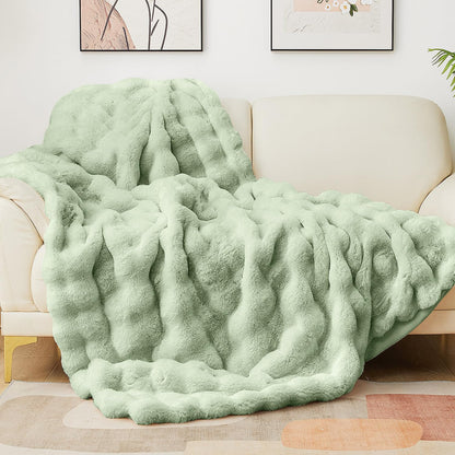 Luxury Faux Fur Bubble Throw Blanket
