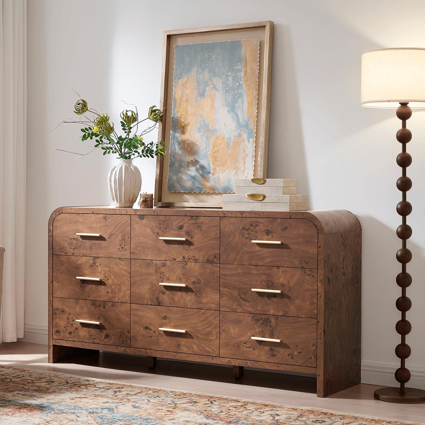 Modern Curved Drawer Dresser TV Stand