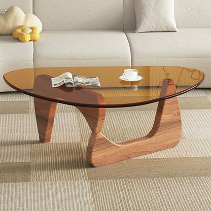 Modern Abstract Glass Coffee Table for Living Room
