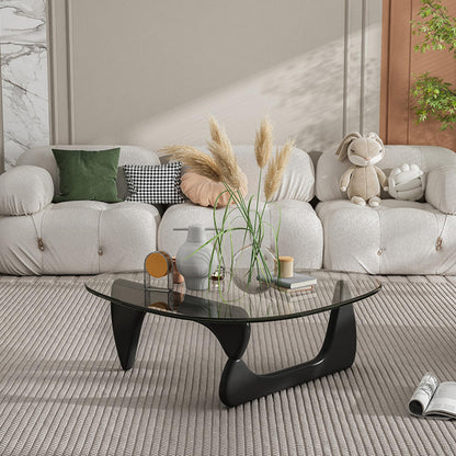 Modern Abstract Glass Coffee Table for Living Room
