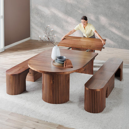 Solid Wood Extendable Round Dining Table Set