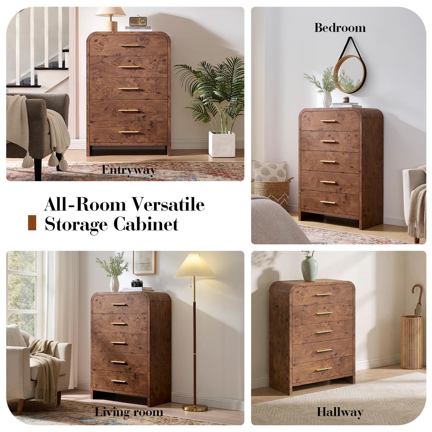 Modern Curved Drawer Dresser TV Stand