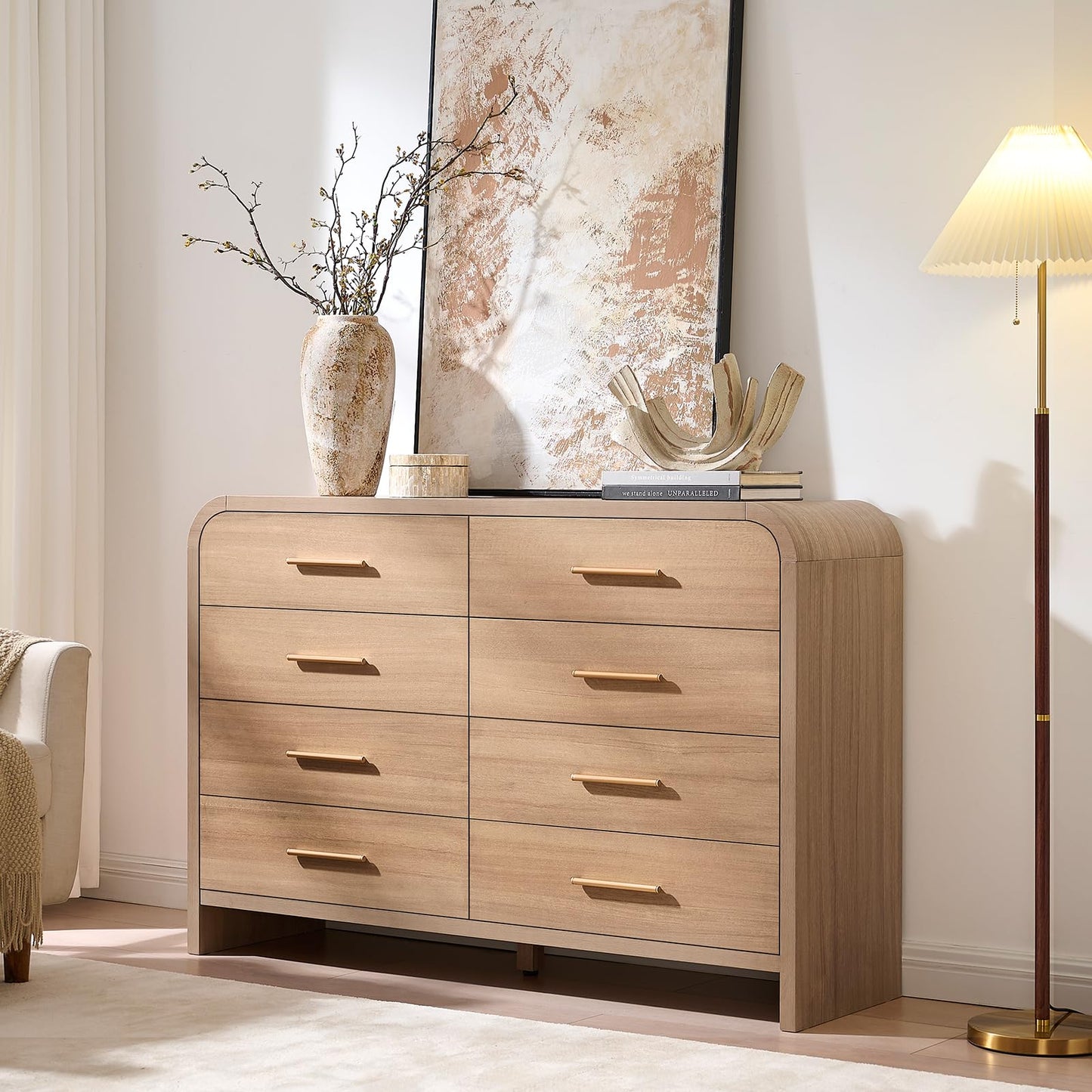 Modern Curved Drawer Dresser TV Stand