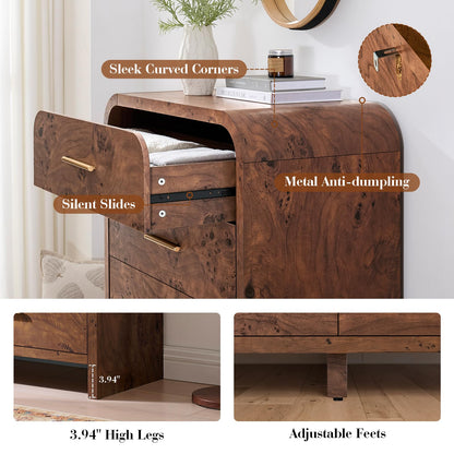 Modern Curved Drawer Dresser TV Stand