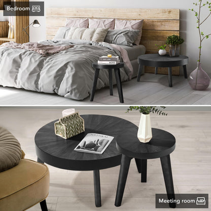 Farmhouse Round Nesting Coffee Table Set of 3