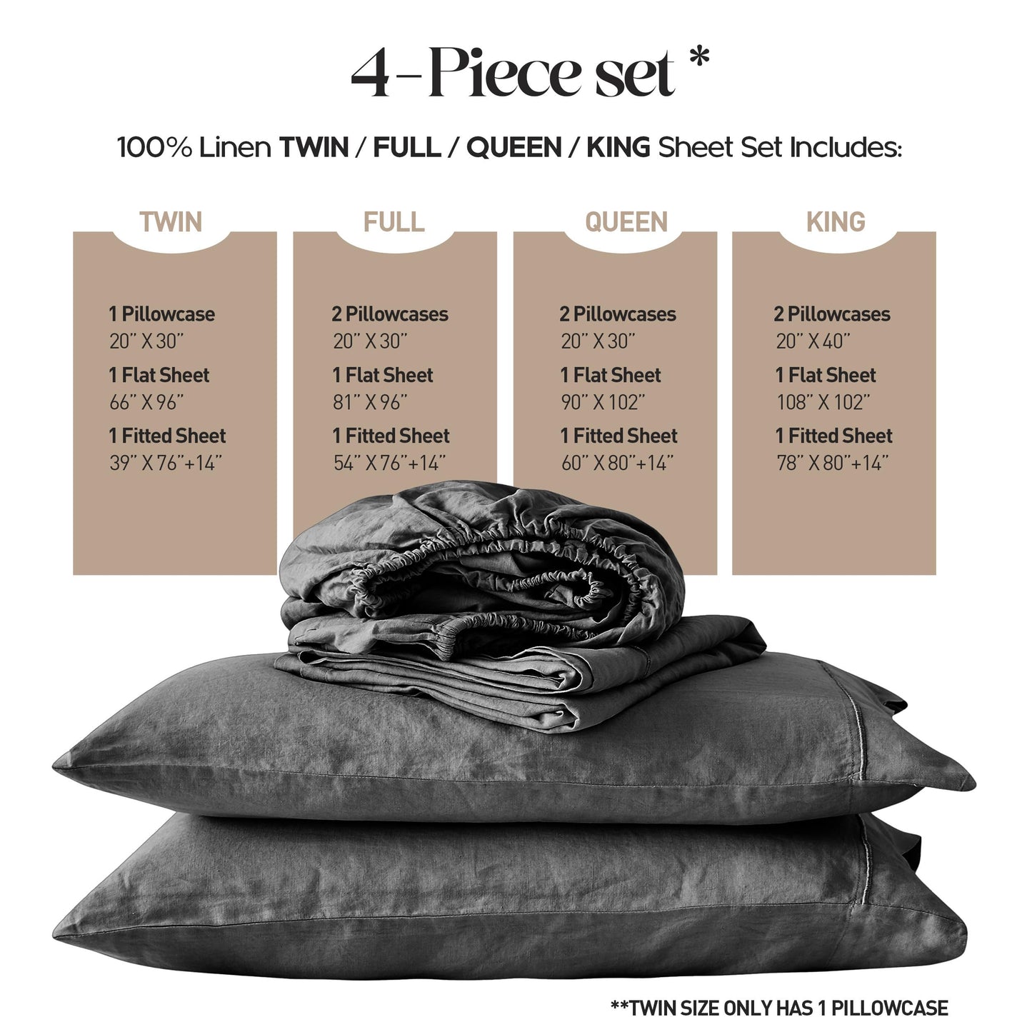 Simple&Opulence Linen Sheet Set 4pcs Embroidery