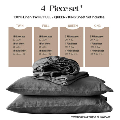 Simple&Opulence Linen Sheet Set 4pcs Embroidery