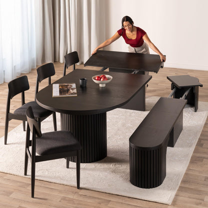 Solid Wood Extendable Round Dining Table Set